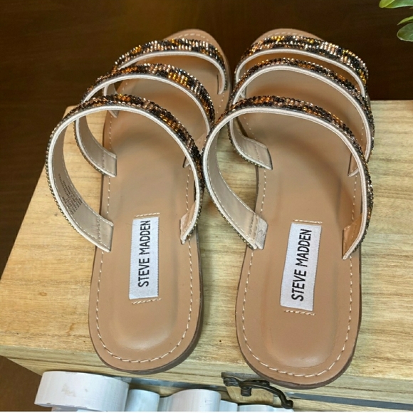 Sassy Steve Madden Leopard Rhinestone Sandals - Picture 8 of 12